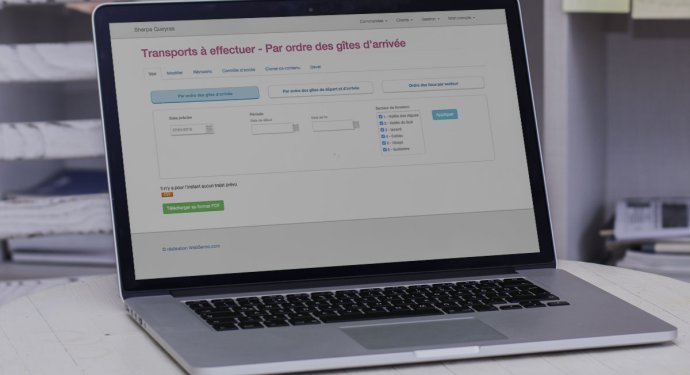 Aperçu du logiciel Sherpa en mode SAAS
