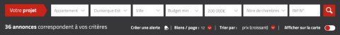 Formulaire de recherche site internet agence immobilière